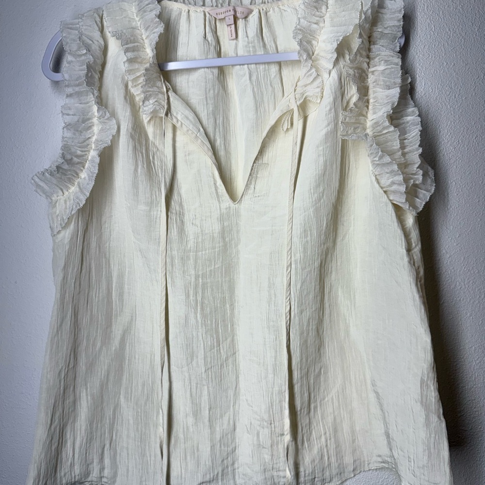 Rebecca Taylor Cream Ruffle Blouse